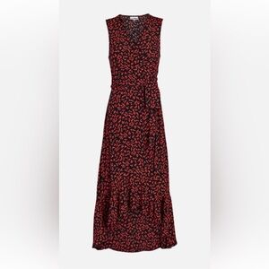 Ganni Wrap Print Midi Dress US Small – Elegant, Flowy, Statement Piece, NWOT